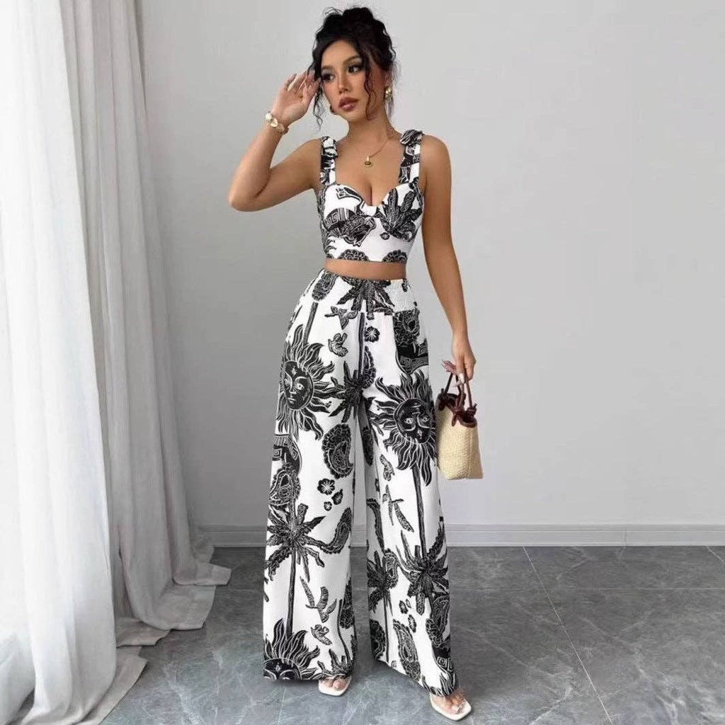 Boho Summer Top & Wide Leg Pants Set