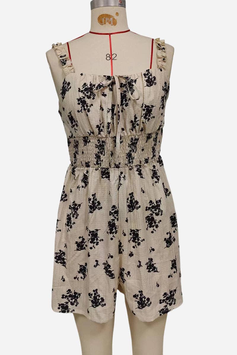 Floral Sleeveless Tie-Front Romper
