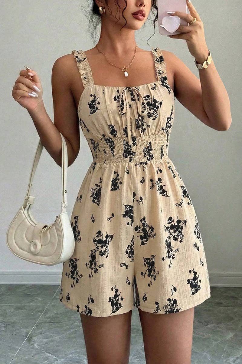 Floral Sleeveless Tie-Front Romper